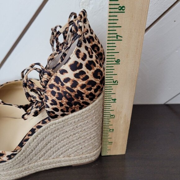 NEW Jessica Simpson Weyla Wedge Wrap Sandals Natural Leopard 7.5M - Picture 6 of 10